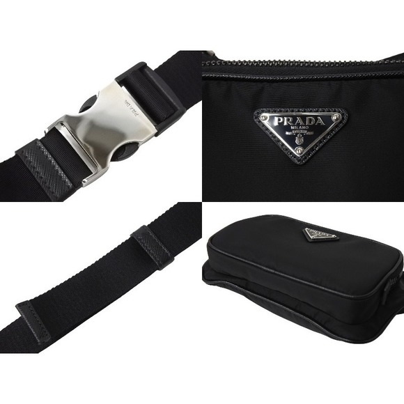Prada Re-Nylon x Saffiano Leather Shoulder Bag Black - Picture 7 of 8
